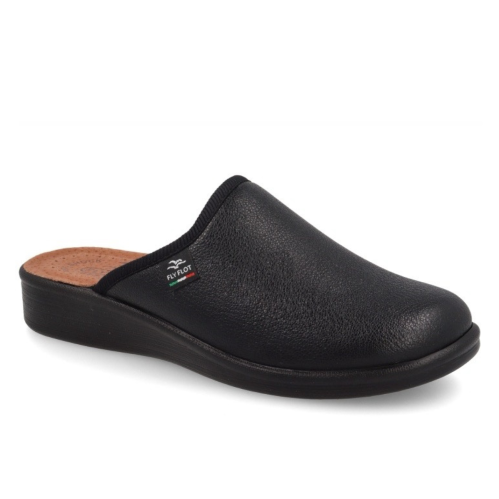 Γυναικεία Δερμάτινη Παντόφλα Χειμερινή Μαυρο