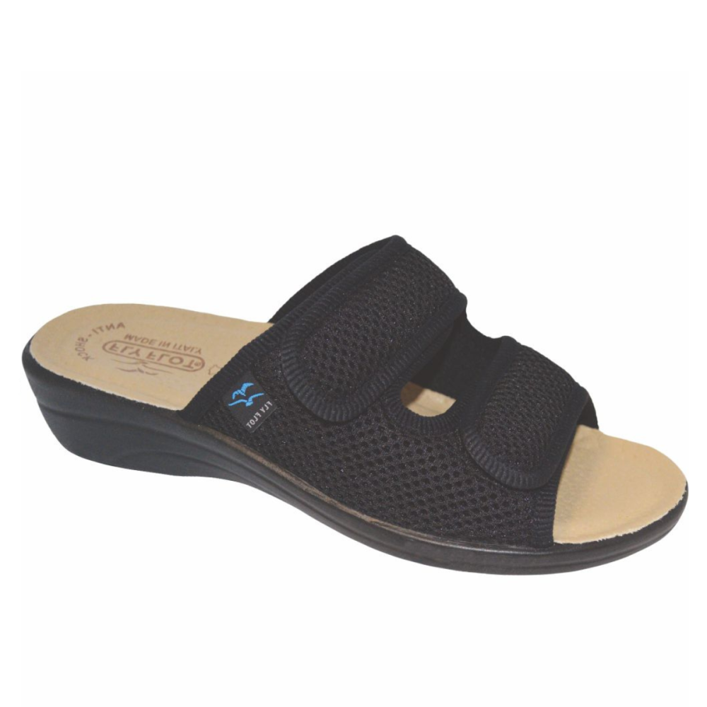 Υφασμάτινες Γυναικείες Ανατομικές Παντόφλες Μαυρες